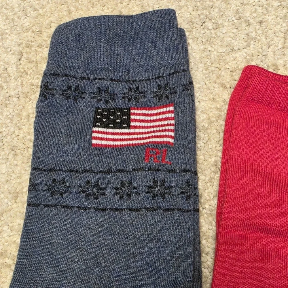 Polo Ralph Lauren Women's 3 Pair Sock‎ Gift Set Bear Flag Pony Crew Socks 9-11